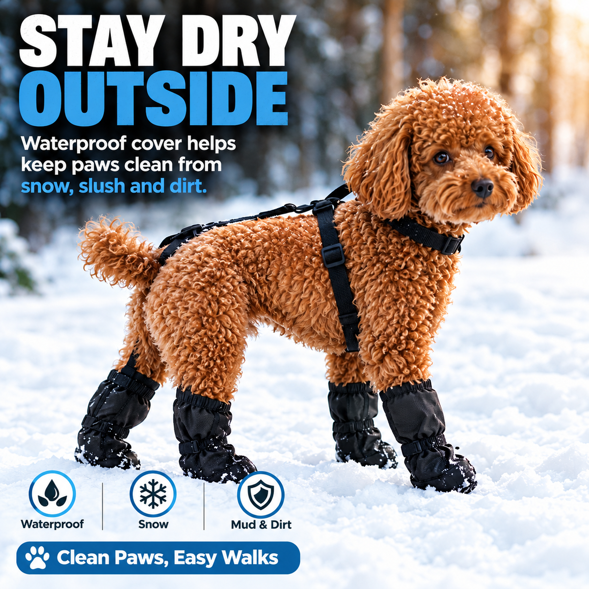 Wasserdichte Hundestiefel mit Haltegurten