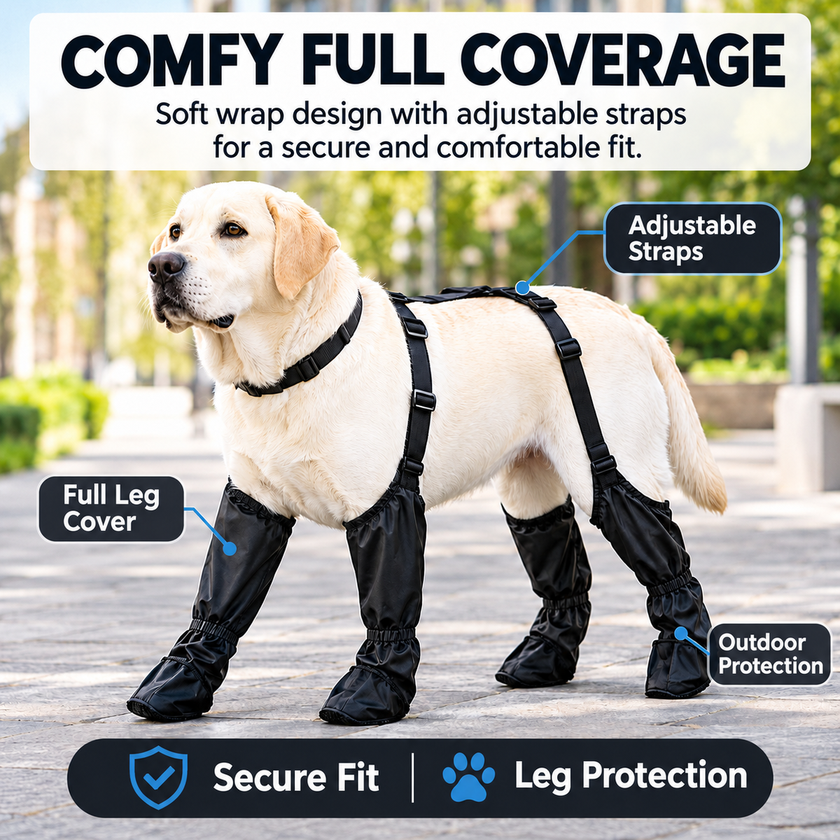 Wasserdichte Hundestiefel mit Haltegurten